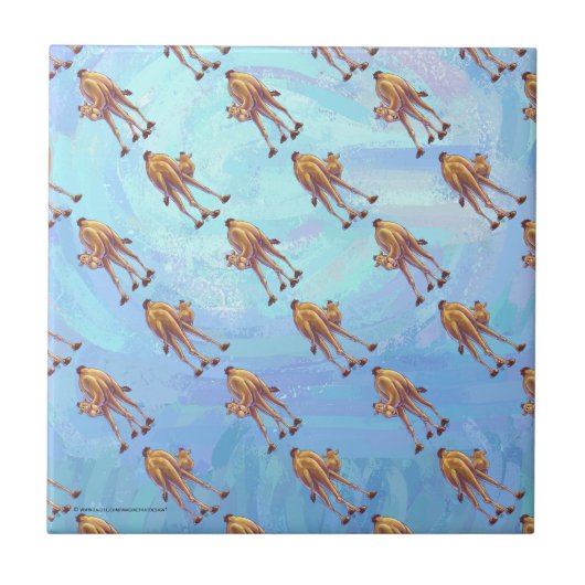 Leiter und Schwanz Camel Pattern auf blau Fliese (Vorderseite)