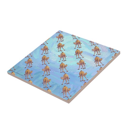 Leiter und Schwanz Camel Pattern auf blau Fliese (Seite)