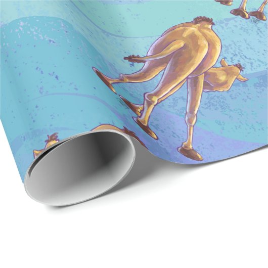 Leiter und Schwanz Camel Pattern auf blau Geschenkpapier (Rolleneckpunkt)