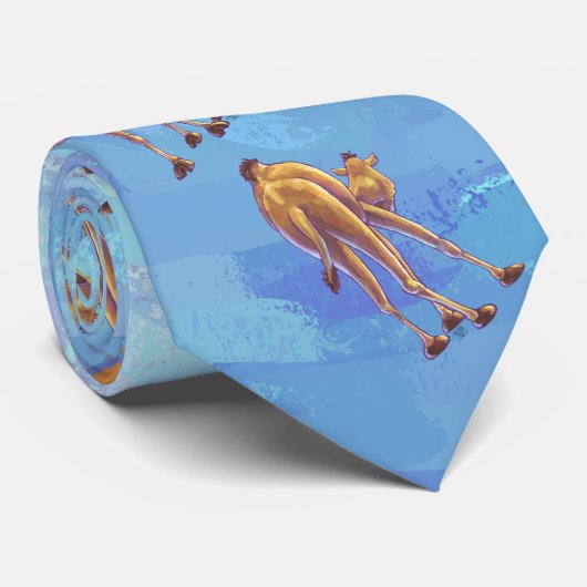 Leiter und Schwanz Camel Pattern auf blau Krawatte (Gerollt)