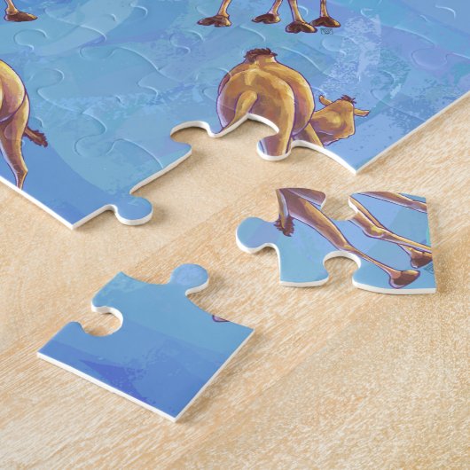 Leiter und Schwanz Camel Pattern auf blau Puzzle (Seite)