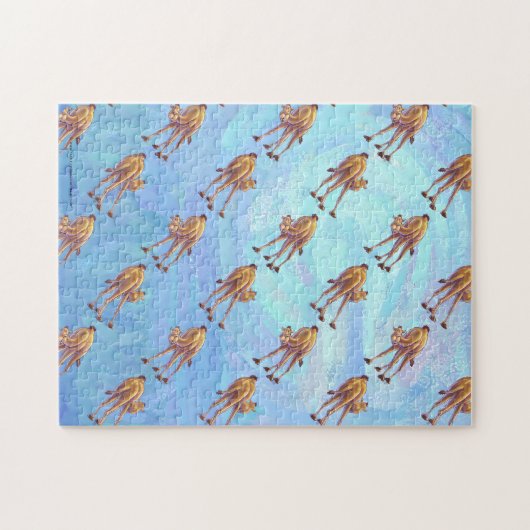 Leiter und Schwanz Camel Pattern auf blau Puzzle (Horizontal)