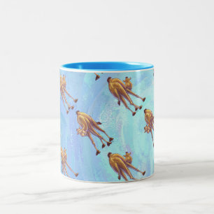 Leiter und Schwanz Camel Pattern auf blau Zweifarbige Tasse