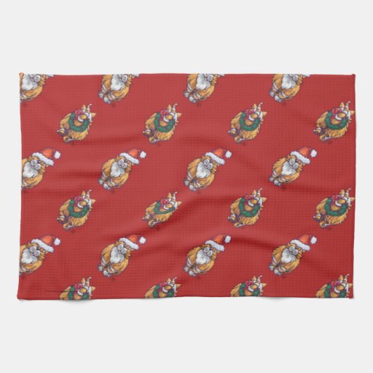 Leiter und Schwanz Ginger Weihnachtsmuster Handtuch (Horizontal)