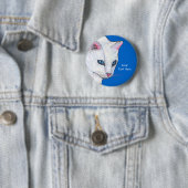 Leiterin der Hübschen White Cat Bright Blue Eyes Button (Beispiel)