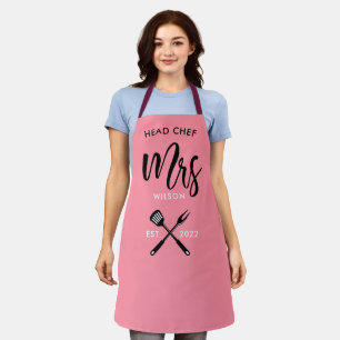 Leiterin des Koch Mrs.Year Established Lmon Pink Schürze