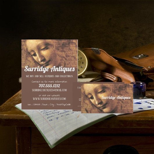 Leiterin einer Frau, Antiquitätenhändler Visitenkarte