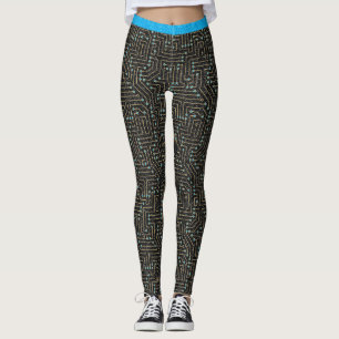 Leiterplatte Blau Gold Schwarz Glitter Leggings