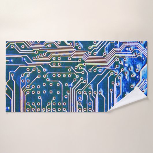 Leiterplatte, Computer,blau,Kondensator,Chip,ci Badehandtuch (Badehandtuch)