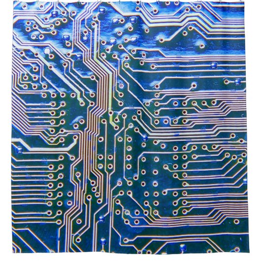 Leiterplatte, Computer,blau,Kondensator,Chip,ci Duschvorhang (Vorderseite)