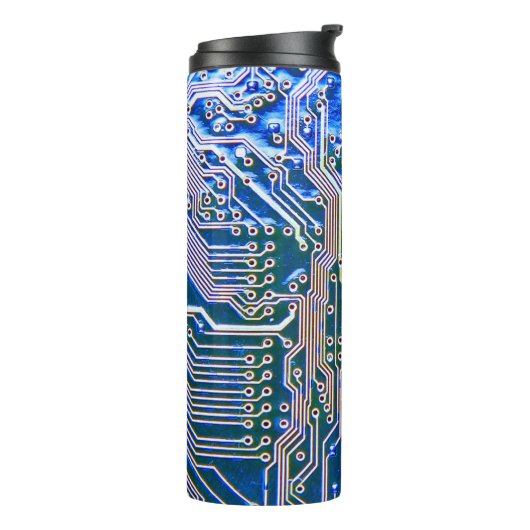 Leiterplatte, Computer,blau,Kondensator,Chip,ci Thermosbecher (Nach links gedreht)