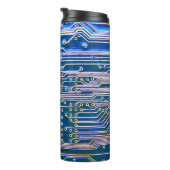 Leiterplatte, Computer,blau,Kondensator,Chip,ci Thermosbecher (Nach rechts gedreht)