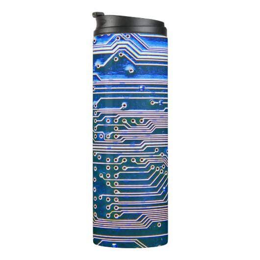 Leiterplatte, Computer,blau,Kondensator,Chip,ci Thermosbecher (Nach rechts gedreht)