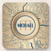 Leiterplatte-Elektronik-Kupfer-Monogramm Getränkeuntersetzer (Vorderseite)