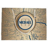 Leiterplatte-Elektronik-Kupfer-Monogramm Große Geschenktüte (Rückseite)