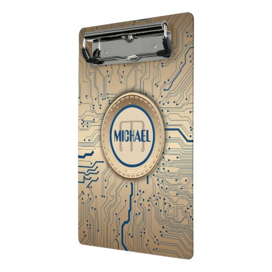 Leiterplatte-Elektronik-Kupfer-Monogramm Mini Klemmbrett (Gewinkelt2)