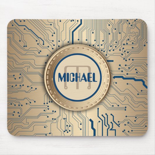 Leiterplatte-Elektronik-Kupfer-Monogramm Mousepad (Vorne)
