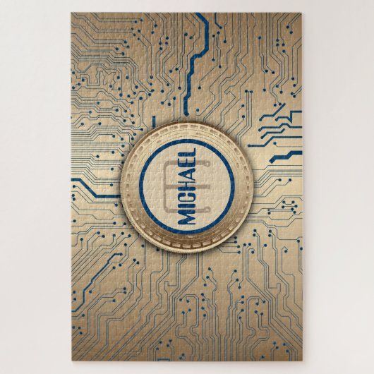 Leiterplatte-Elektronik-Kupfer-Monogramm Puzzle (Vertikal)