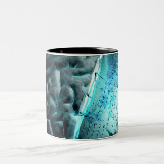 Leiterplatte-Gehirn 2 Zweifarbige Tasse (Mittel)