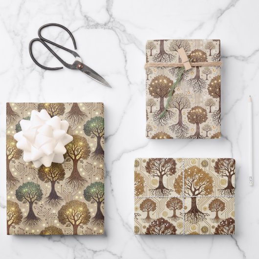 Leiterplatte und Baumwurzeln Geschenkpapier Set (Vorderseite)