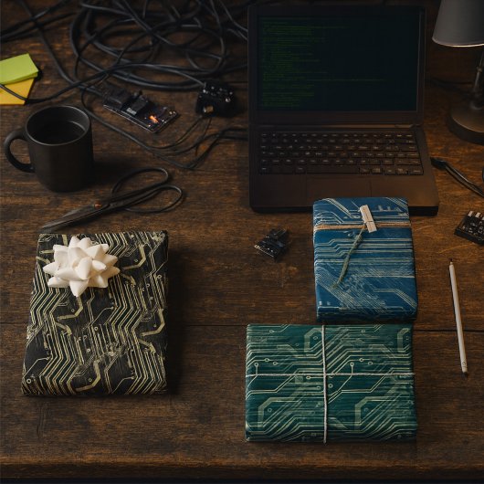 Leiterplatten-Muster Quirky Abstrakt Electronic Ge Geschenkpapier Set