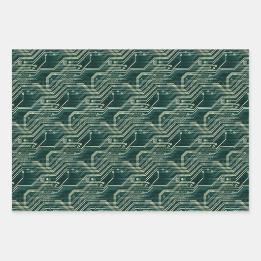 Leiterplatten-Muster Quirky Abstrakt Electronic Ge Geschenkpapier Set (Vorderseite 3)