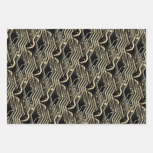 Leiterplatten-Muster Quirky Abstrakt Electronic Ge Geschenkpapier Set (Vorderseite)