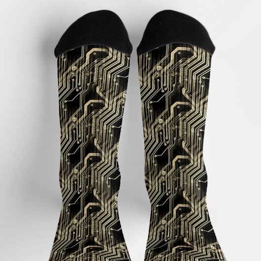 Leiterplattenmuster Quirky Abstrakter elektronisch Socken (Oben)