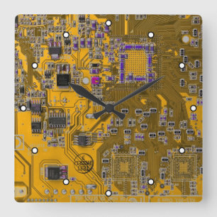 Leiterplattenplatine Orange für gedruckte Leiterpl Quadratische Wanduhr