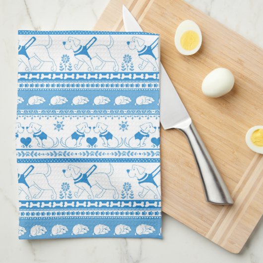 Leitfaden Dog Tale Labradors Muster - Blau - Geschirrtuch (Viertel Falte)