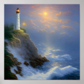 Leitfaden Light Cliff Lighthouse Digital Art Poste Poster (Vorne)