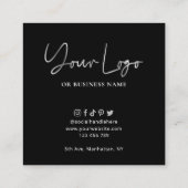 Leitfaden zur Sicherheit von Kerzen, Schwarz-Silbe Quadratische Visitenkarte (Rückseite)