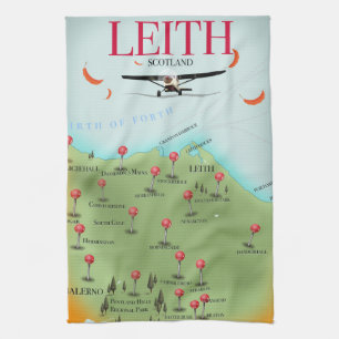 Leith Schottland Vintage-Stilkarte Geschirrtuch