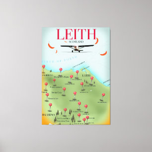 Leith Schottland Vintage-Stilkarte Leinwanddruck