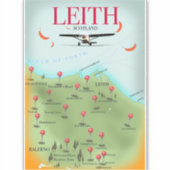 Leith Scotland Vintage Style-Landkarte Aufkleber (Vorderseite)