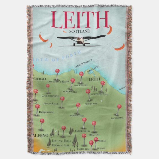 Leith Scotland Vintage Style-Landkarte Decke (Vorderseite Vertikal)