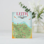 Leith Scotland Vintage Style-Landkarte Postkarte (Stehend Vorderseite)