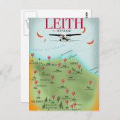 Leith Scotland Vintage Style-Landkarte Postkarte (Vorne/Hinten)