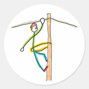 Leitungsmann Stickman Runder Aufkleber