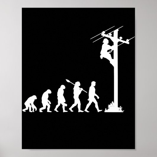 Leitungsmonteur Evolution Elektriker Leitungsmonte Poster (Vorne)
