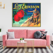 Leiv Eriksson Apple Label - Cashmere, WA Leinwanddruck (Insitu (Wohnzimmer))