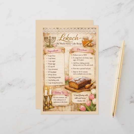 Lekach Alt-Welt Honigkuchen, Rosa Rustikaler Bauer (Vorderseite/Rückseite Beispiel)