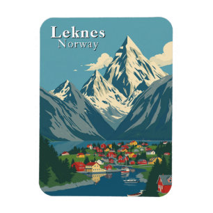 Leknes Norwegen Mountain Travel Souvenir Magnet