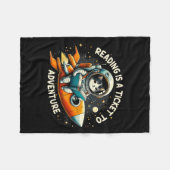 Lektüre ist ein Ticket für Astronautenkatze Fleecedecke (Vorderseite (Horizontal))