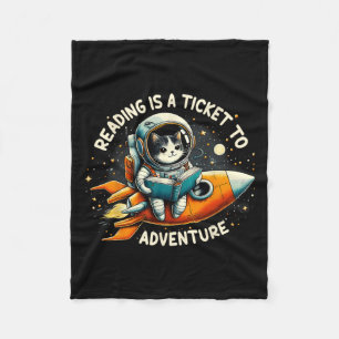 Lektüre ist ein Ticket für Astronautenkatze Fleecedecke