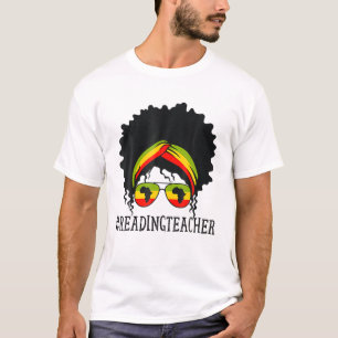 Lektüre Lehrerin Afrikanische Frauen Messy Bun Bla T-Shirt