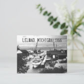 Leland Michigan Retro 1966 Leelanau Hafenboote Postkarte (Stehend Vorderseite)