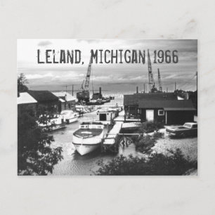 Leland Michigan Retro 1966 Leelanau Hafenboote Postkarte