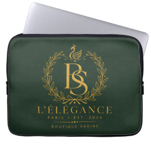 L'Élégance Gold Heritage Lorbeer Monogramm Wald Gr Laptopschutzhülle