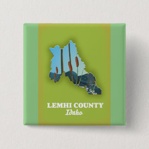 Lemhi Landkreis, Idaho Karte Metal Print Button